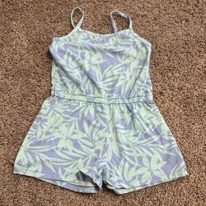 Old Navy Blue and Green Jumpsuit with Leaf Print